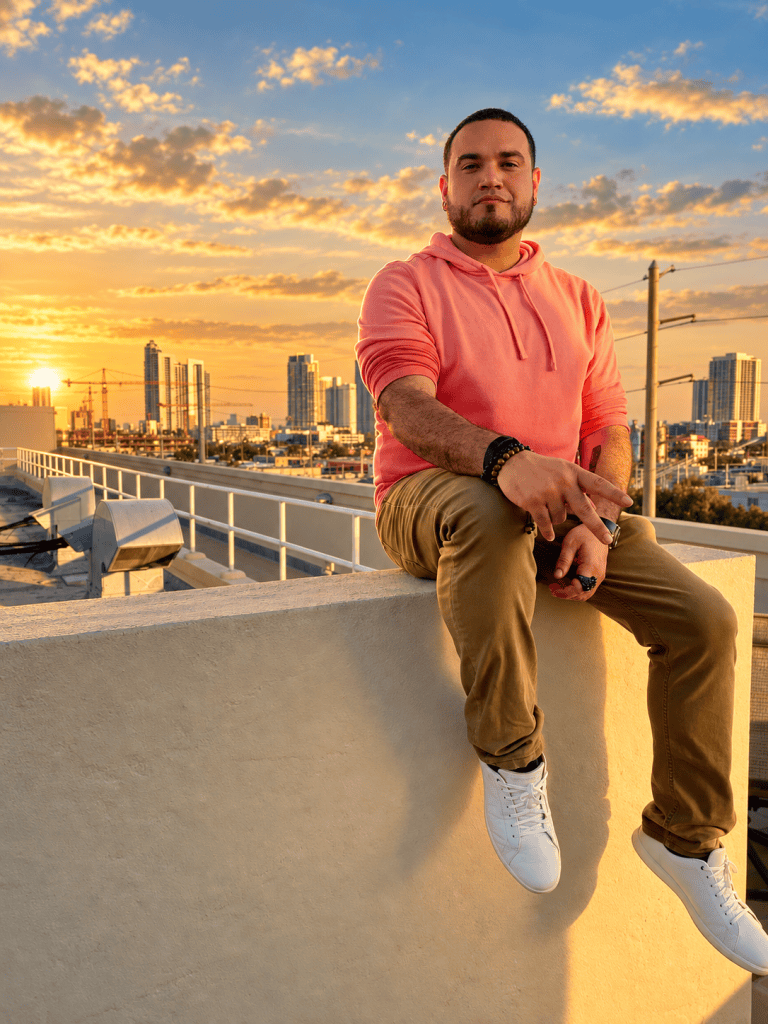 Brainchild on a Miami rooftop at golden hour